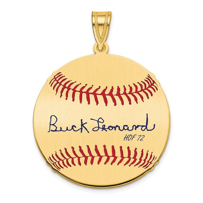 14k Gold Plated Buck Leonard Signature Md Enamel Baseball Pendant